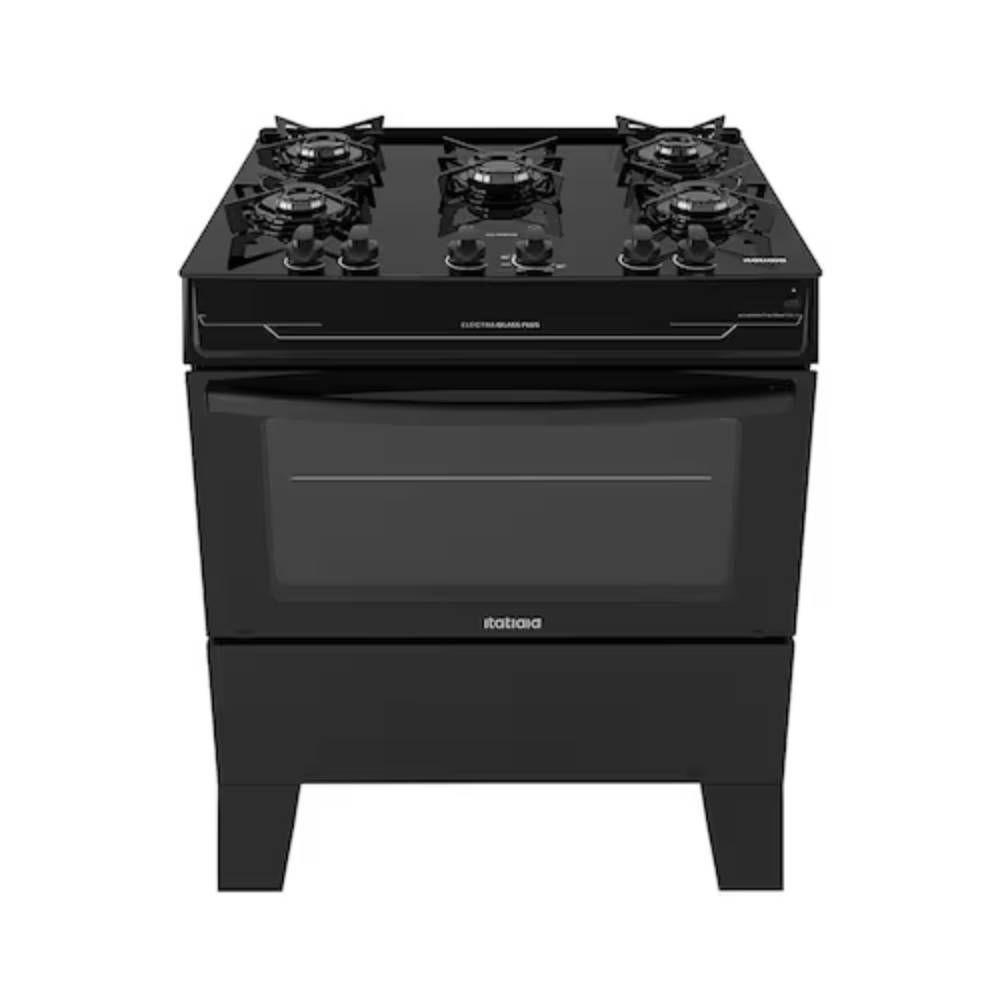 Fogão Itatiaia Electra Glass Plus Piso 5 Bocas Preto Mesa de Vidro - Bivolt (3700000486) - 1