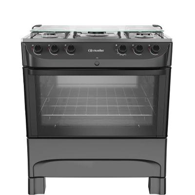 Fogao Mueller 5 Bocas Preto Mesa de Inox com Acendimento Automatico Bivolt (MFI5BB)