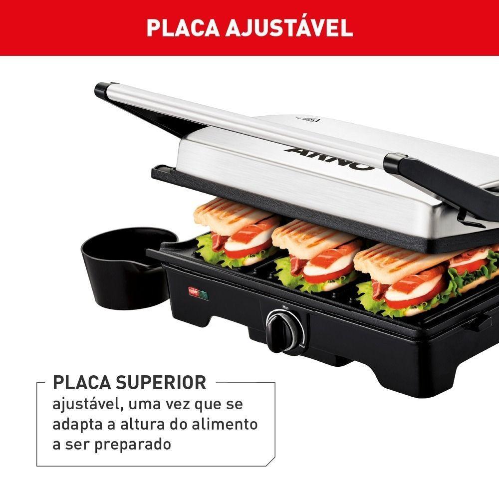 Grill Arno Dual Inox com Abertura de 180º Gnox 1100W 127V - 3
