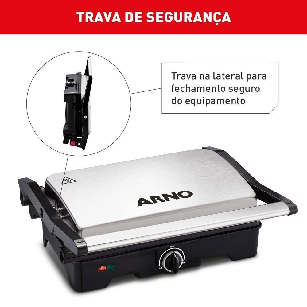 Grill Arno Dual Inox com Abertura de 180º Gnox 1100W 127V - 6