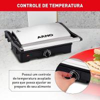 Grill Arno Dual Inox com Abertura de 180º Gnox 1100W 220V
