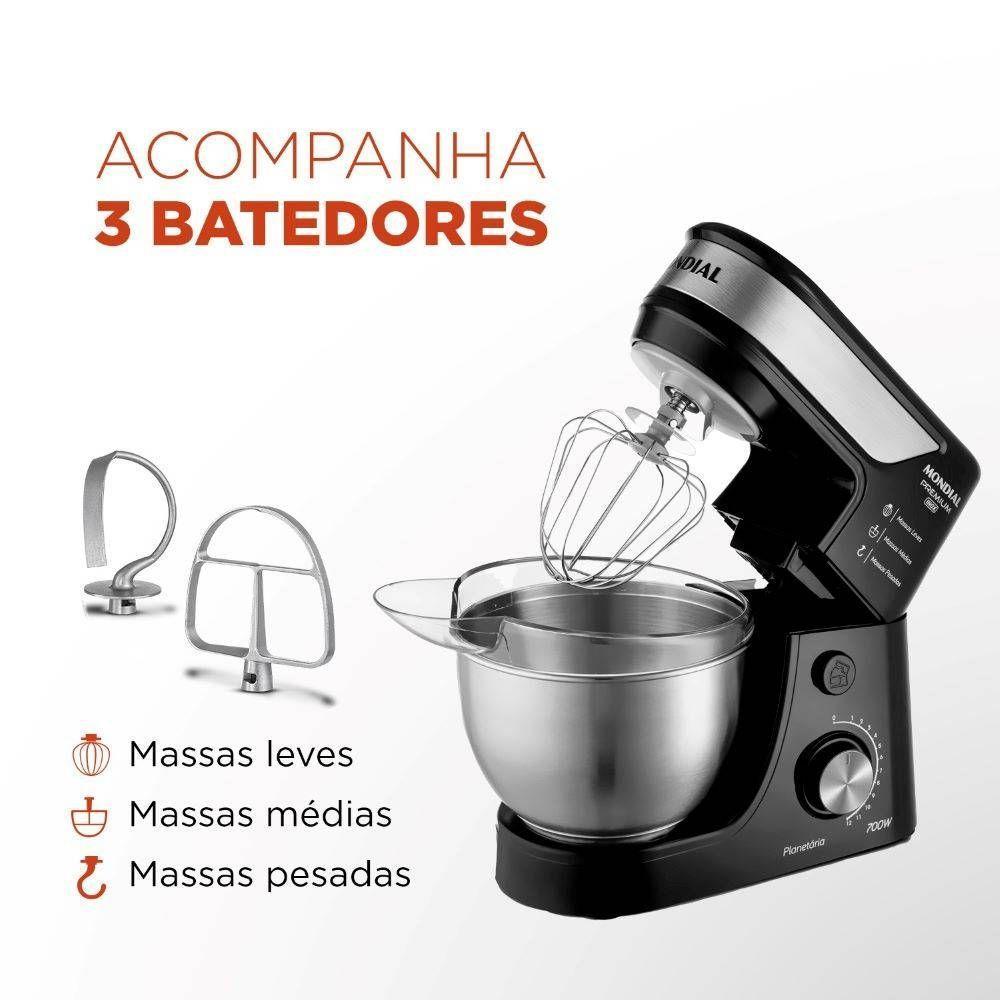 Batedeira Planetária Mondial BP-02P-B-TI Preto/Inox 700W 127V - 3