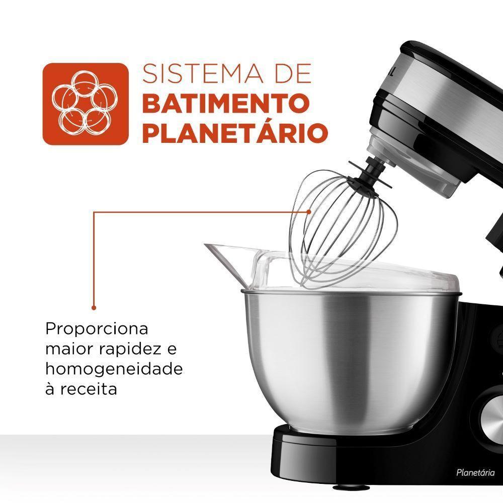 Batedeira Planetária Mondial BP-02P-B-TI Preto/Inox 700W 127V - 6