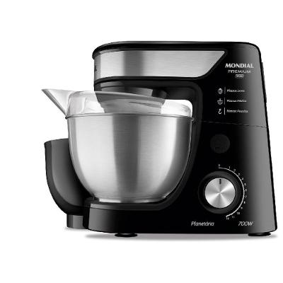 Batedeira Planetária Mondial BP-02P-B-TI 4 e 5L 700W 12 Vel Preto-Inox 110V