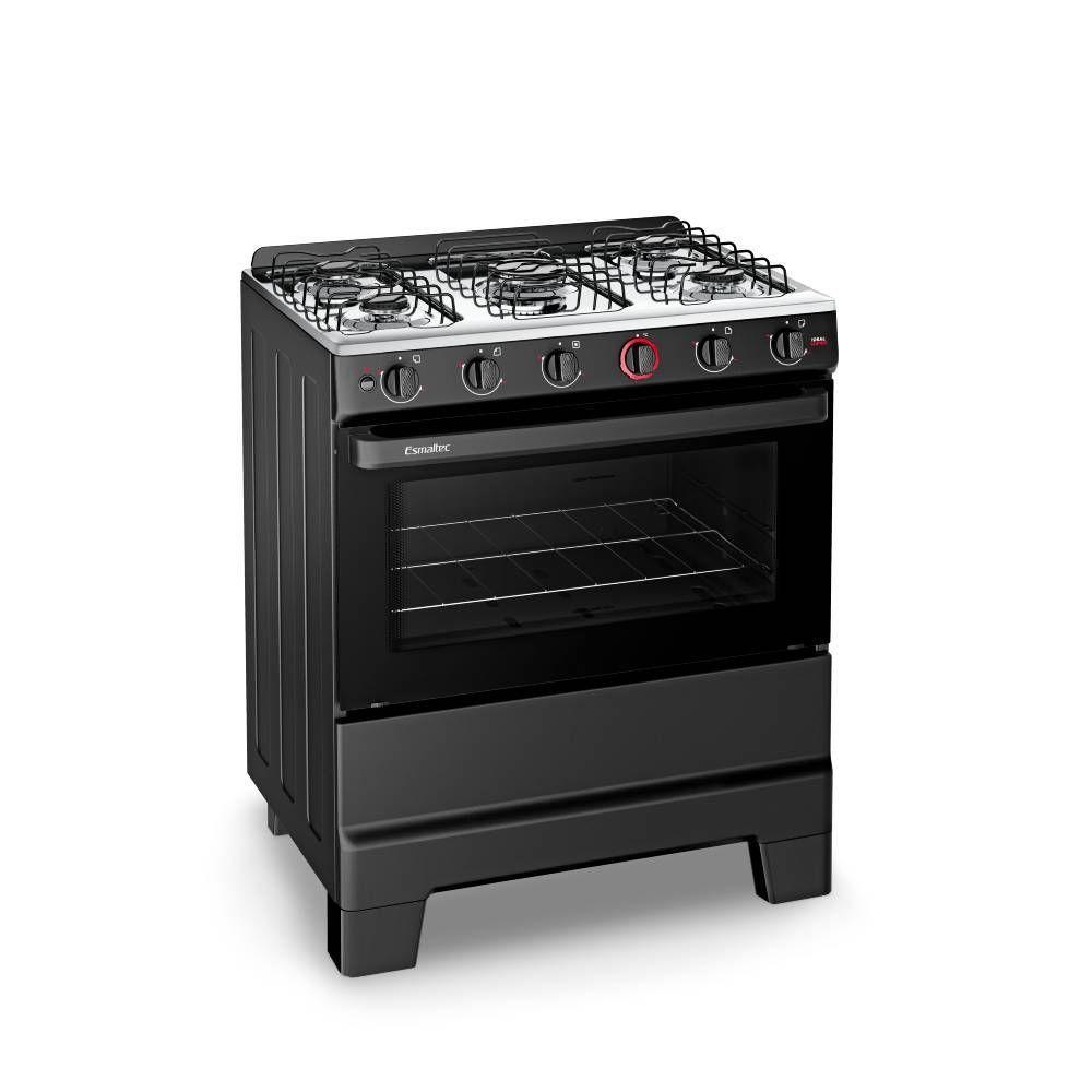 Fogão Esmaltec Ideal Super 5 Bocas Preto Bivolt 0104002937 - 2