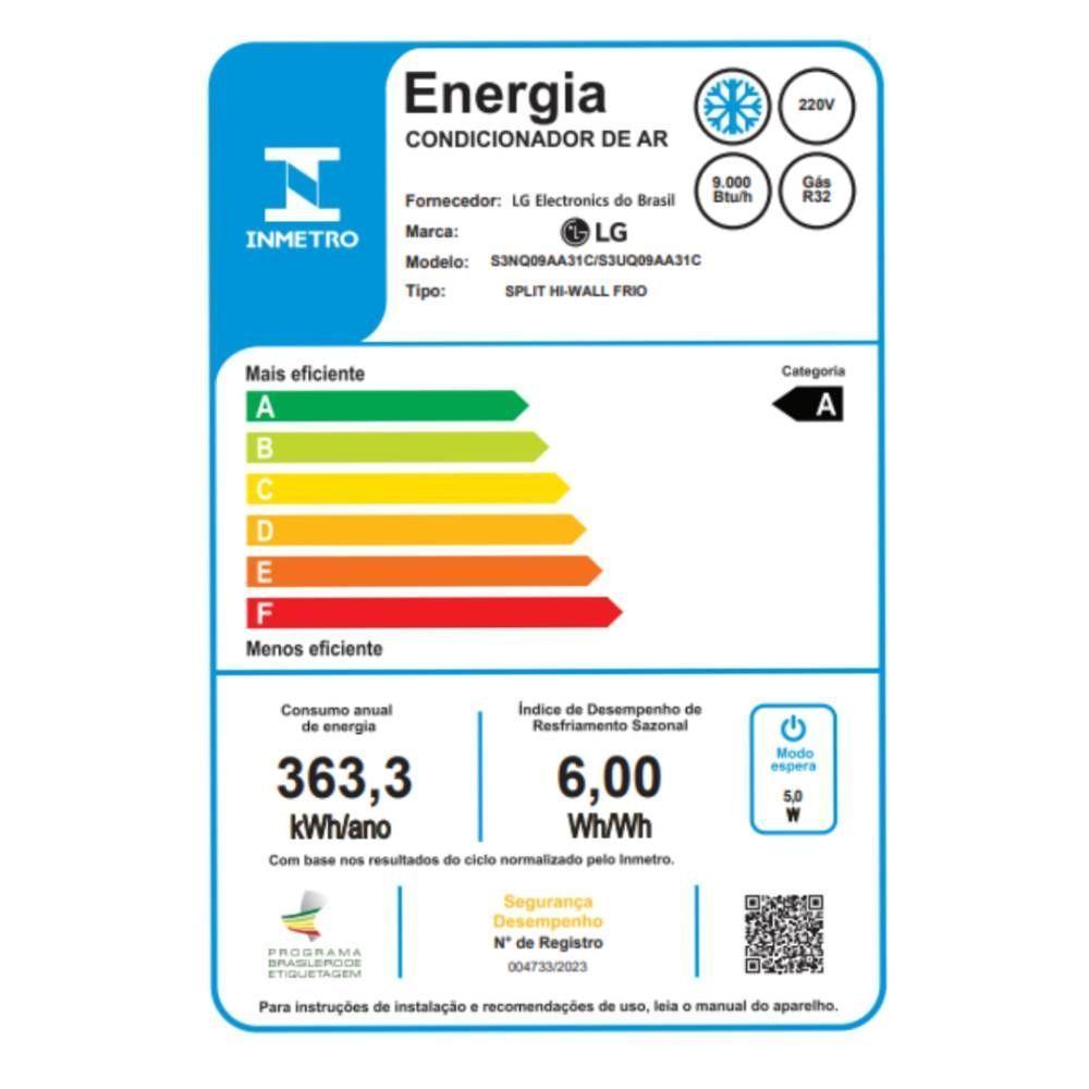 Ar Split LG AI Dual Inverter Voice 9000 BTUs Frio 220V (S3UQ09AA31C.EB2GAM1) - 10