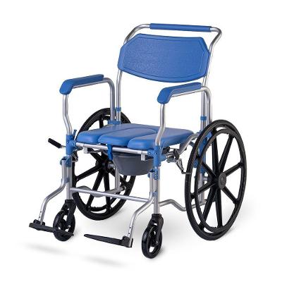 Cadeira de Banho Dellamed D65 Alumínio Anodizado Azul Desmontável com Freios Bilaterais Até 120KG