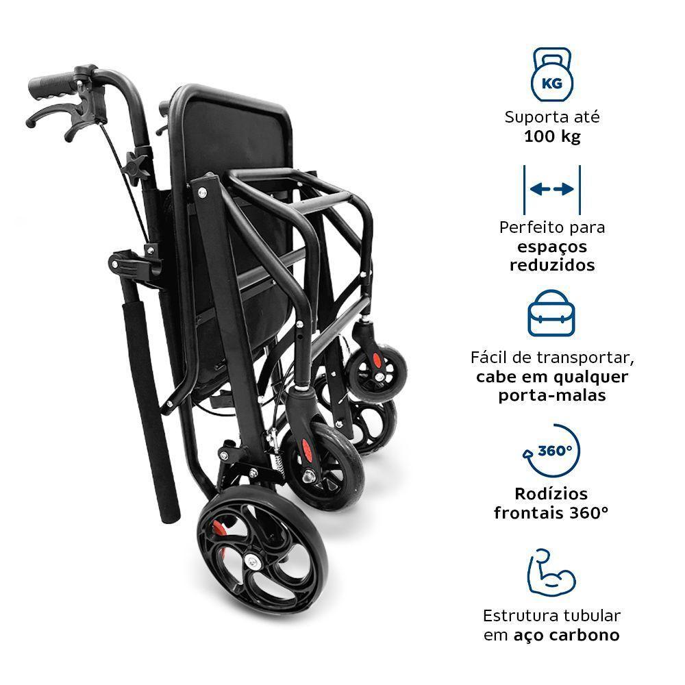 Cadeira de Transporte Dellamed em Aço Dobrável até 100kg D90 - 6