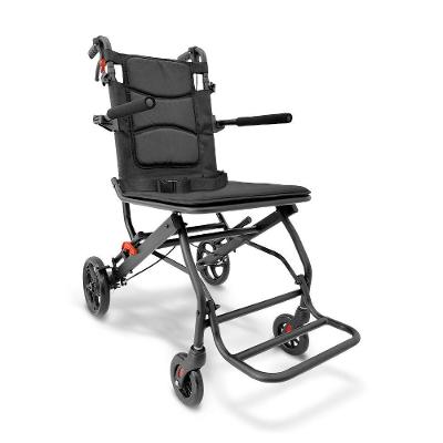 Cadeira de Transporte Dellamed D90 Manual em Aço Carbono Dobrável com Cinto de Segurança Preto Até