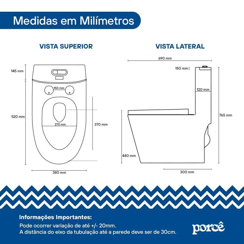 Vaso Sanitário Monobloco Porcê Abstratus Privada Com Assento Branco (PVS42MBSFA-BR) - 5