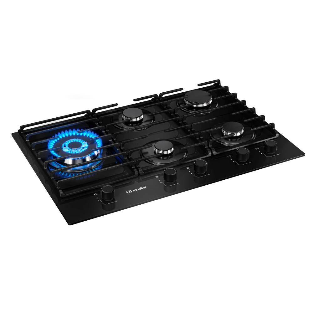 Cooktop Mueller 5 Bocas Vidro Preto Tripla Chama Com Grade Dupla Bivolt MCG5BM - 3