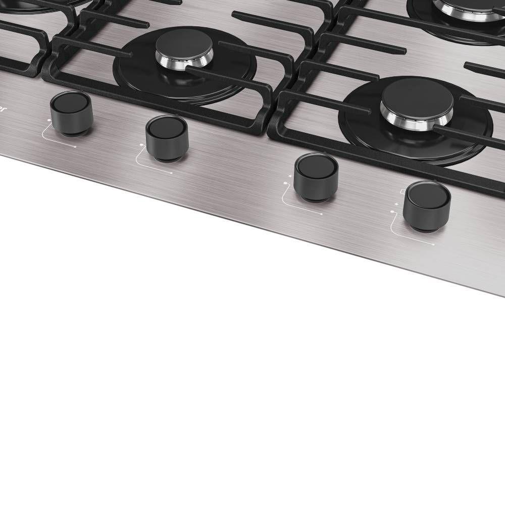 Cooktop Mueller 5 Bocas Alumínio Tripla Chama Com Grade Dupla Bivolt MCG5BL - 2