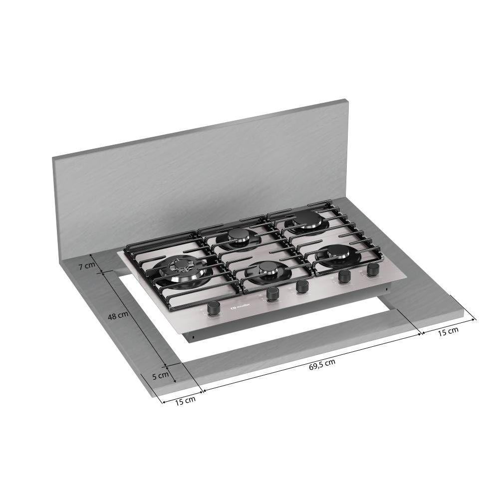 Cooktop Mueller 5 Bocas Alumínio Tripla Chama Com Grade Dupla Bivolt MCG5BL - 4