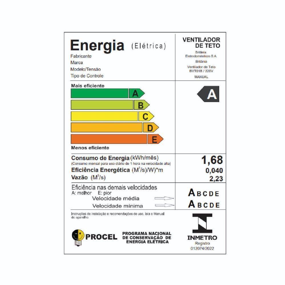Ventilador Britânia Teto Cancun Branco 3 Pás 220V BVT01B - 6