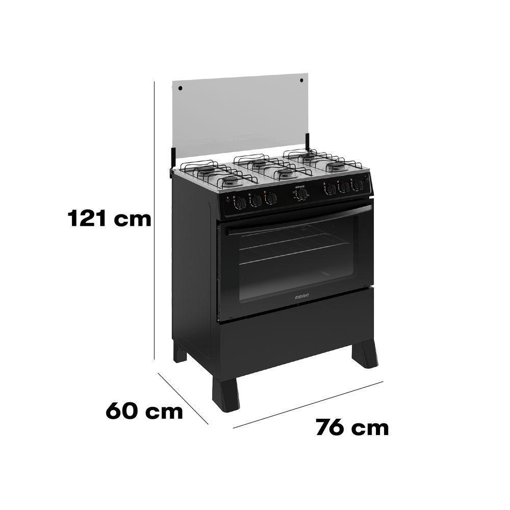 Fogão Itatiaia Star New Piso 6 Bocas Preto Mesa de Inox Bivolt 3700000474 - 4