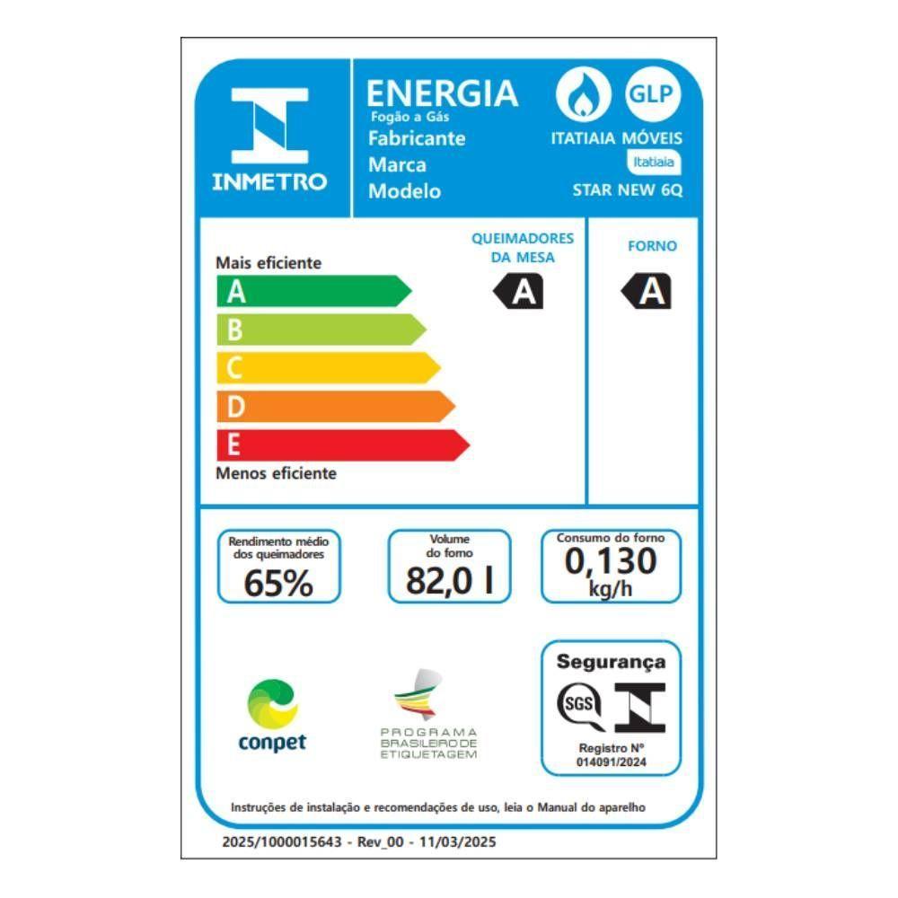 Fogão Itatiaia Star New Piso 6 Bocas Branco Mesa de Inox Bivolt 3700000473 - 8
