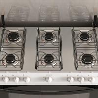 Fogão Itatiaia Star New Piso 6 Bocas Branco Mesa de Inox Bivolt 3700000473