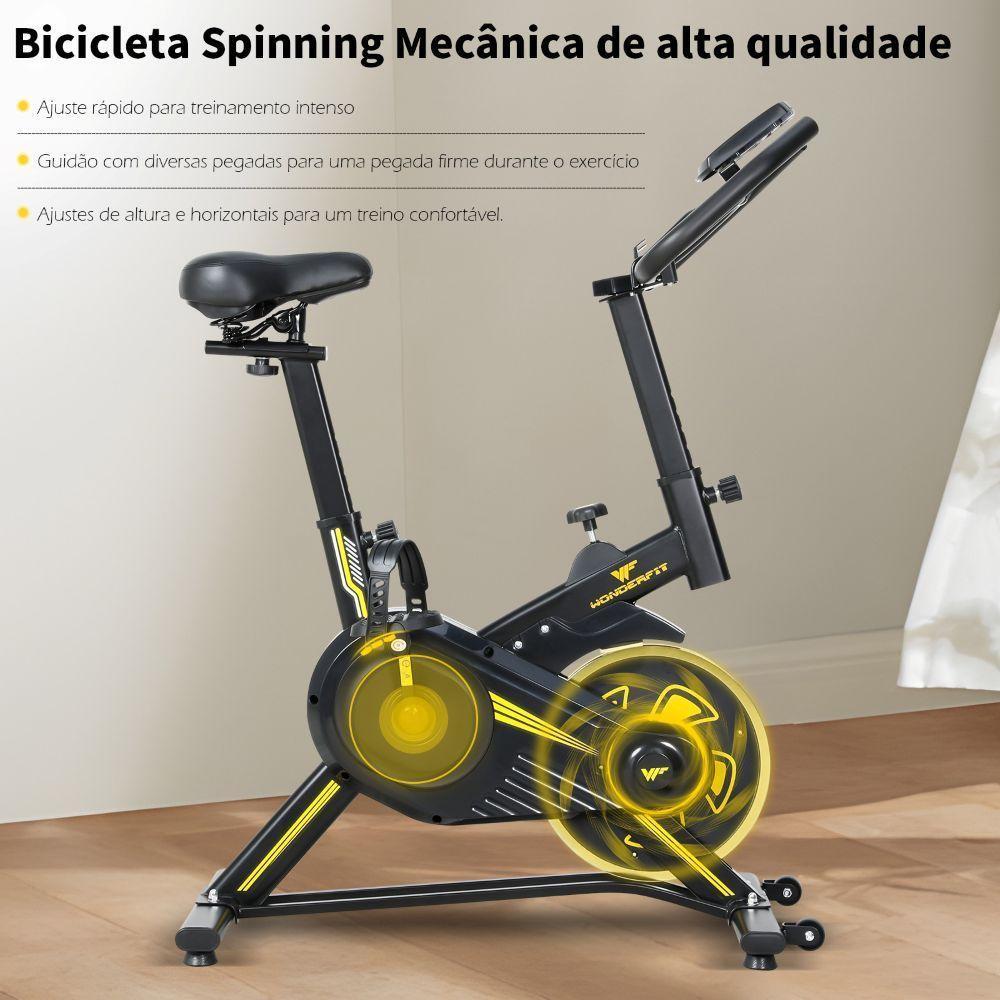 Bicicleta Spinning Mecânica Wonderfit Go Amarela Roda De Inercia 4kg (WSB04HBTA-AM) - 9
