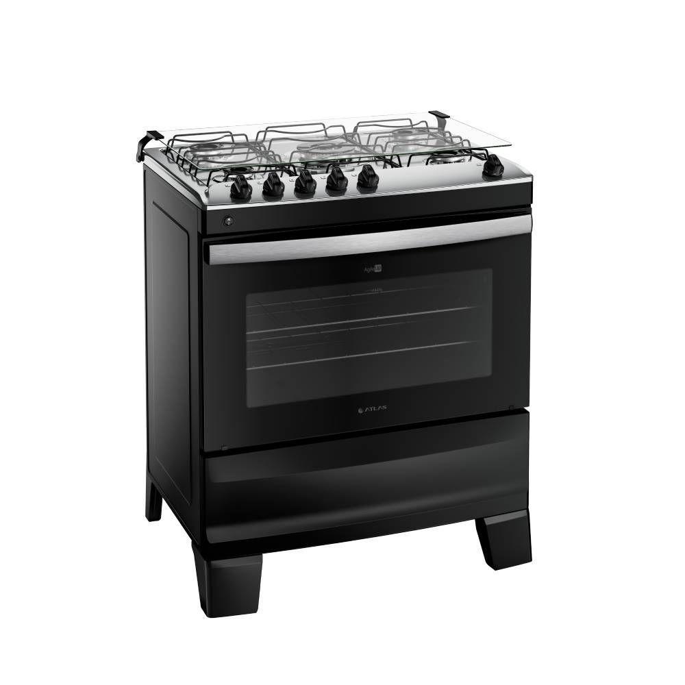 Fogão Atlas Agile Up Piso 5 Bocas Preto Mesa de Inox Bivolt (300001649) - 4