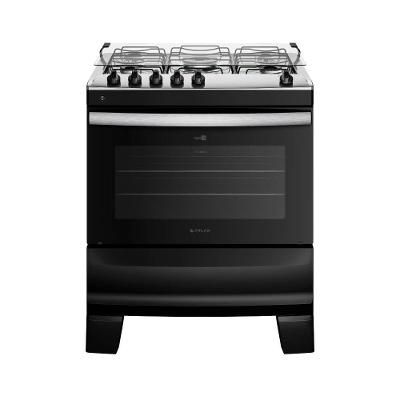 Fogão de Piso 5 Bocas Gás ATLAS Agile Up Mesa Inox Preto Bivolt