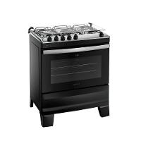 Fogão Atlas Agile Up Piso 5 Bocas Preto Mesa de Inox Bivolt (300001649)