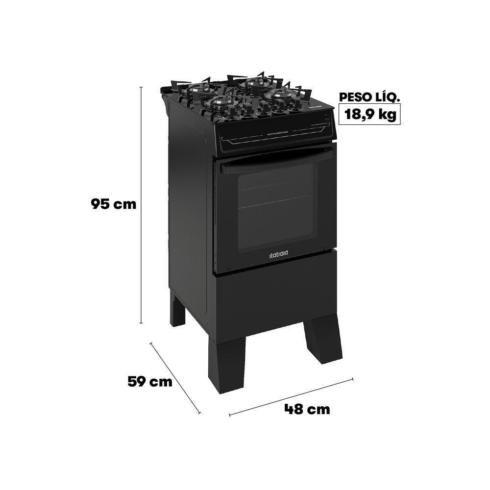Fogão Itatiaia Electra Glass Pluss Piso 4 Bocas Preto Mesa De Vidro Bivolt (3700000484) - 4
