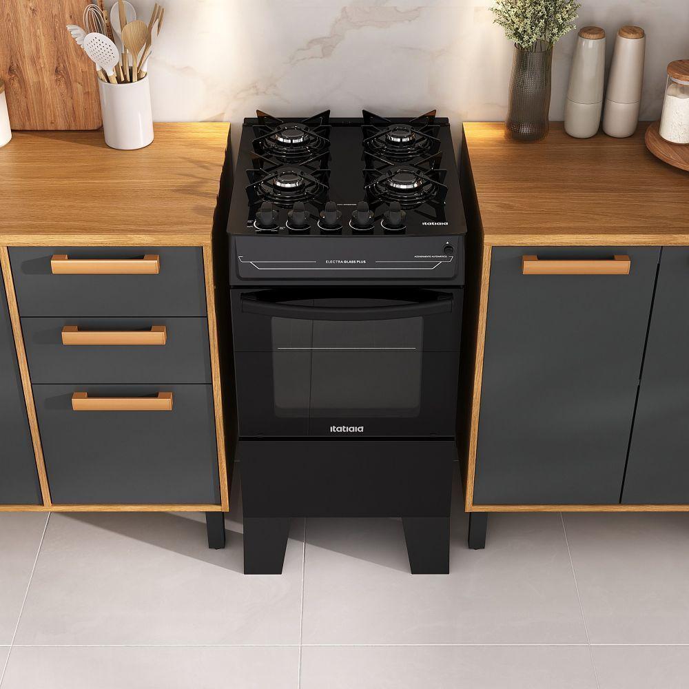 Fogão Itatiaia Electra Glass Pluss Piso 4 Bocas Preto Mesa De Vidro Bivolt (3700000484) - 5