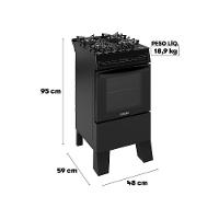 Fogão Itatiaia Electra Glass Pluss Piso 4 Bocas Preto Mesa De Vidro Bivolt (3700000484)