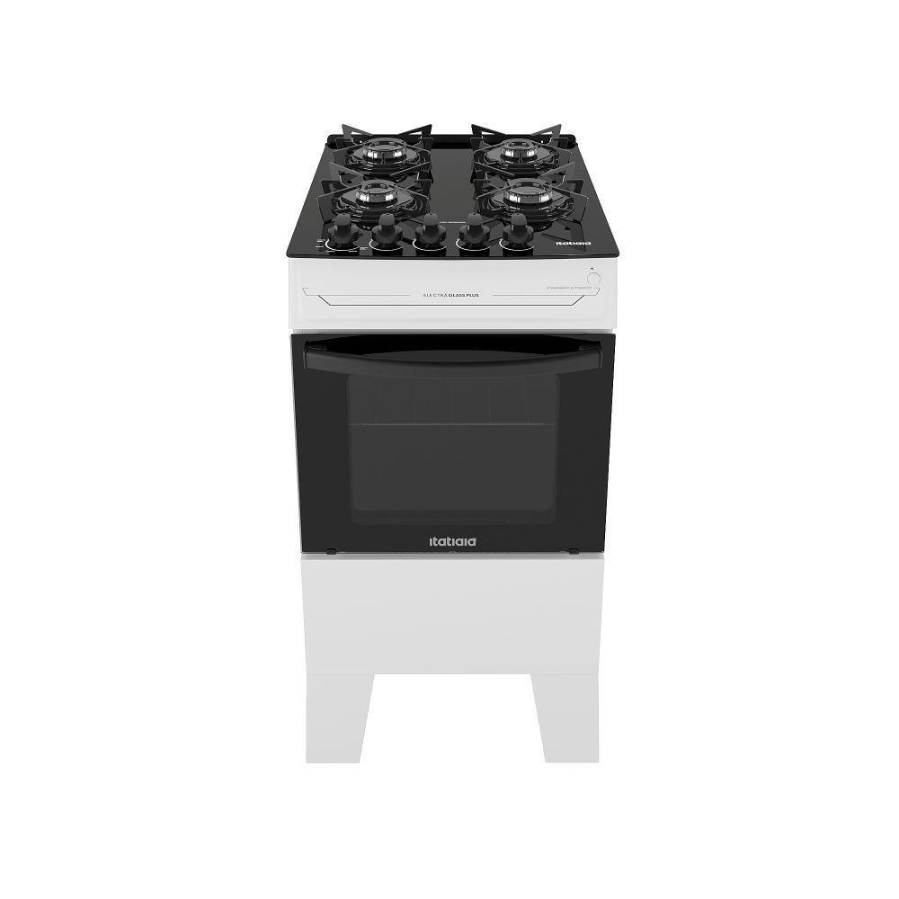 Fogão Itatiaia Electra Glass Pluss Piso 4 Bocas Branco Mesa De Vidro Bivolt (3700000485) - 1