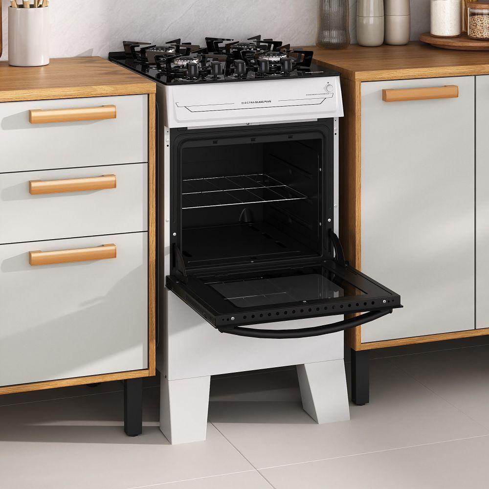 Fogão Itatiaia Electra Glass Pluss Piso 4 Bocas Branco Mesa De Vidro Bivolt (3700000485) - 6