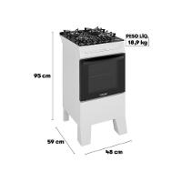 Fogão Itatiaia Electra Glass Pluss Piso 4 Bocas Branco Mesa De Vidro Bivolt (3700000485)