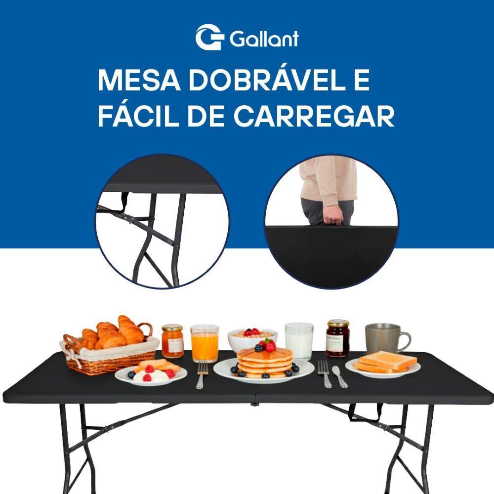 Mesa Dobrável Gallant Vira Maleta Portátil 1,80m Preto com Alça (GMD22A01A-PT) - 4