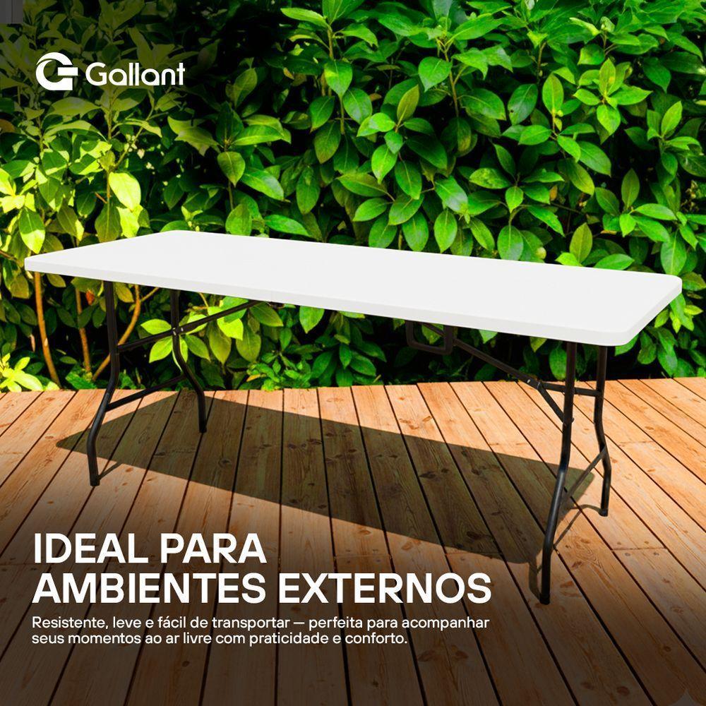 Mesa Dobrável Gallant Vira Maleta Portátil 1,52m Branco com Alça (GMD25A90A-BR) - 3