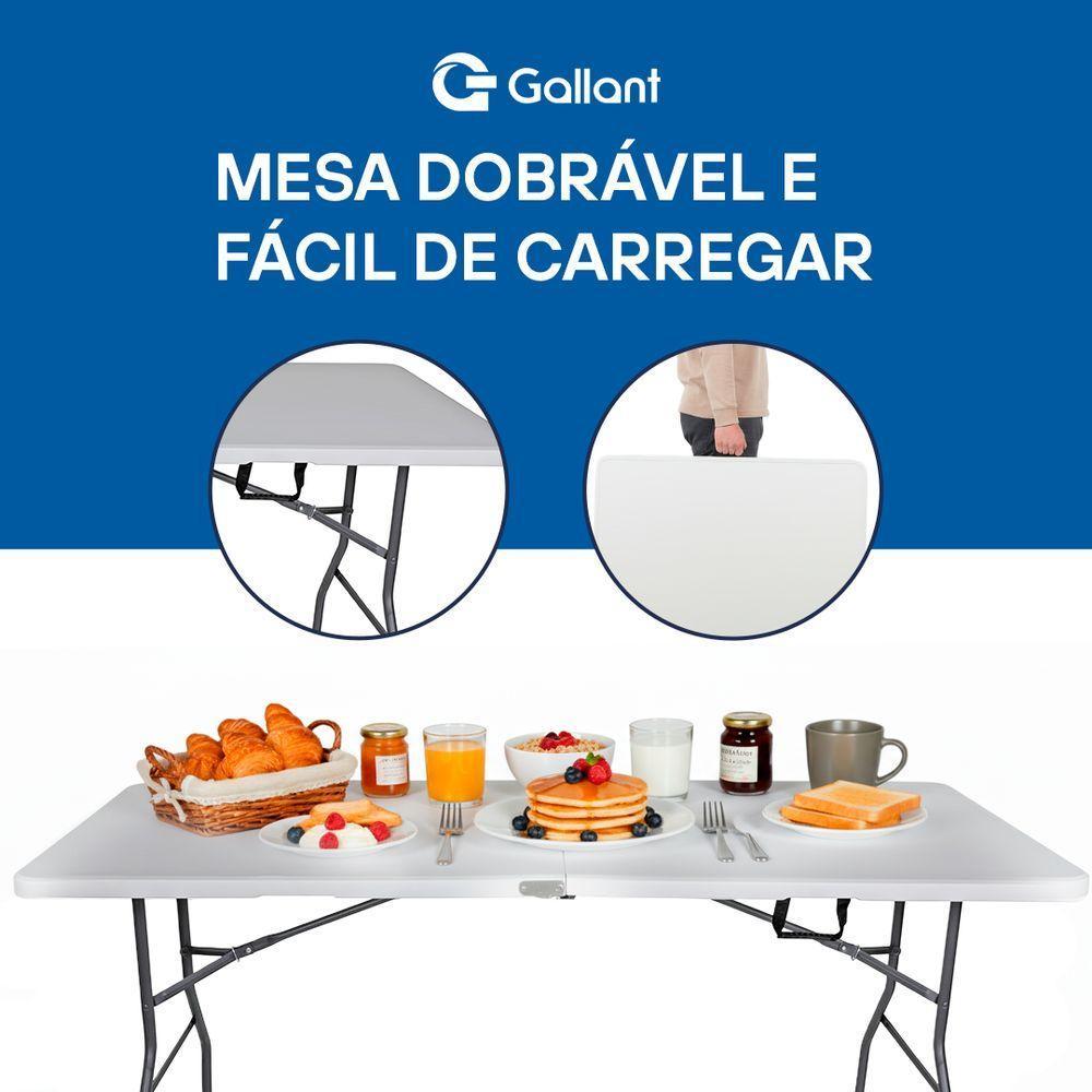 Mesa Dobrável Gallant Vira Maleta Portátil 1,52m Branco com Alça (GMD25A90A-BR) - 4