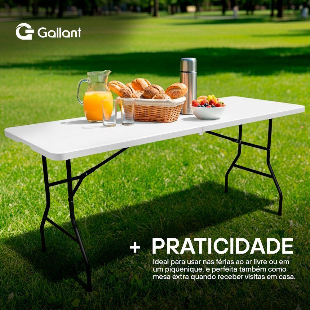 Mesa Dobrável Gallant Vira Maleta Portátil 1,52m Branco com Alça (GMD25A90A-BR) - 7