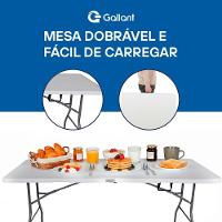 Mesa Dobrável Gallant Vira Maleta Portátil 1,52m Branco com Alça (GMD25A90A-BR)