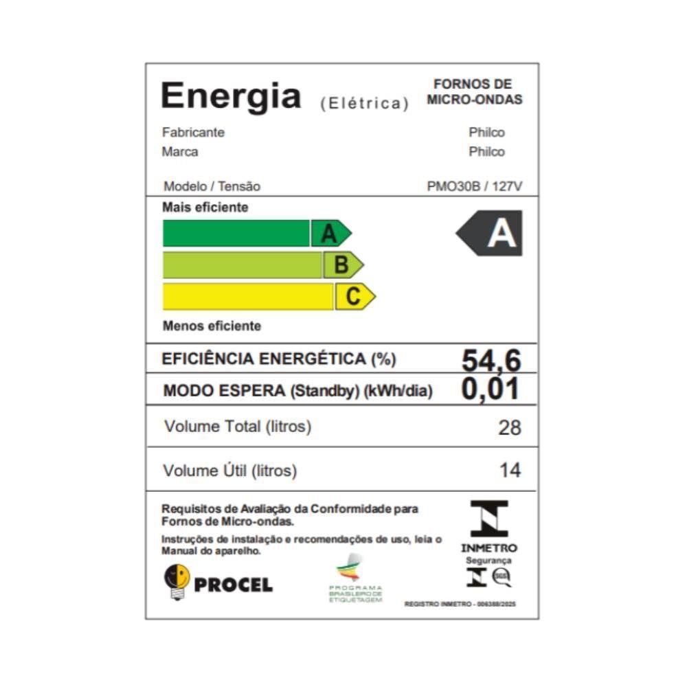 Micro-ondas Philco Branco 28L 127V PMO30B - 9