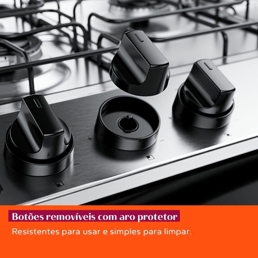 Fogão Brastemp Piso 5 Bocas Branco com Botões Removíveis e Aro Protetor Bivolt - 6