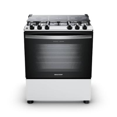 Fogão de Piso 5 Bocas GLP Brastemp BFS5NDB Mesa Inox Branco Bivolt