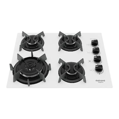 Cooktop a Gás Embutido ITATIAIA Itaplus 3700000493 4 Bocas Vidro Temperado Tripla Chama Branco