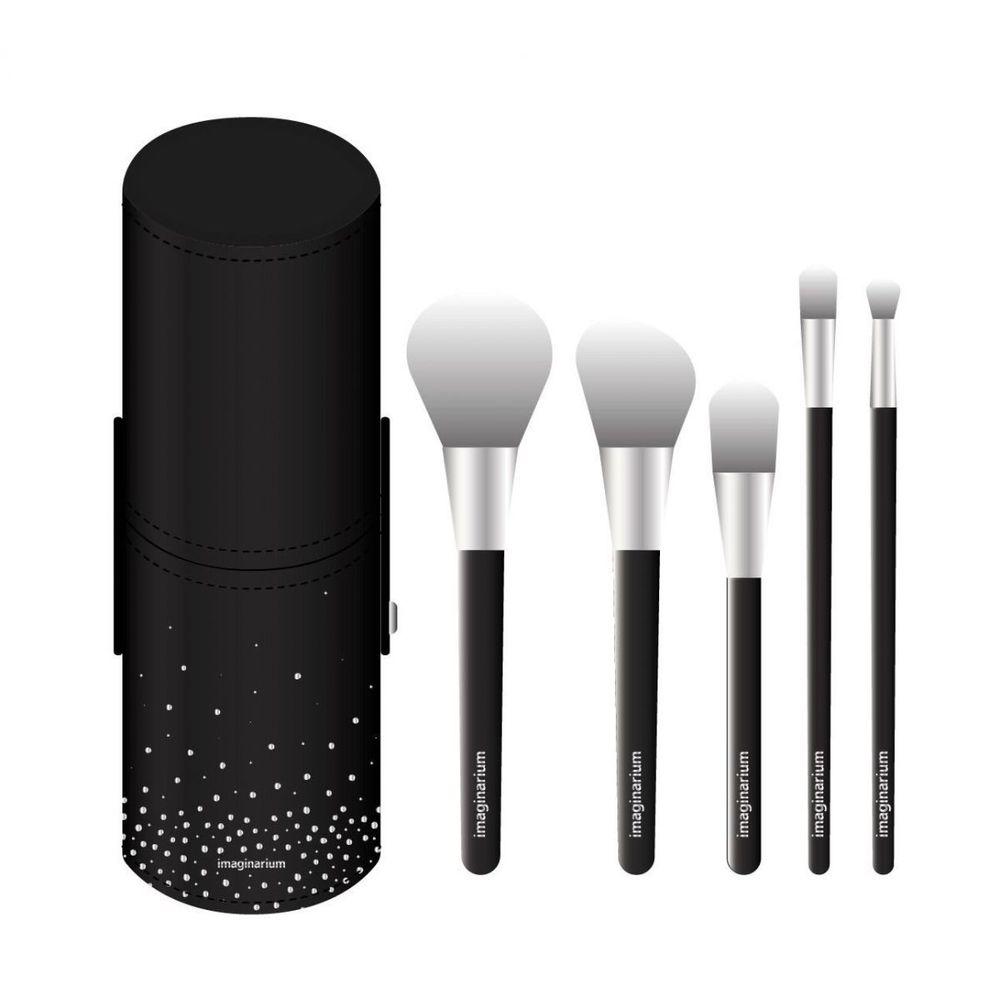 Kit de Pinceis Basico Preto e Prata - 3