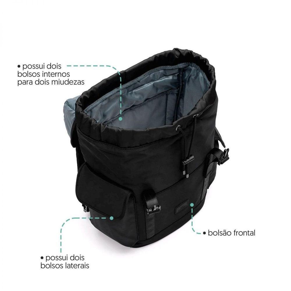 Mochila Laptop Utilitária Preta Metais - 6
