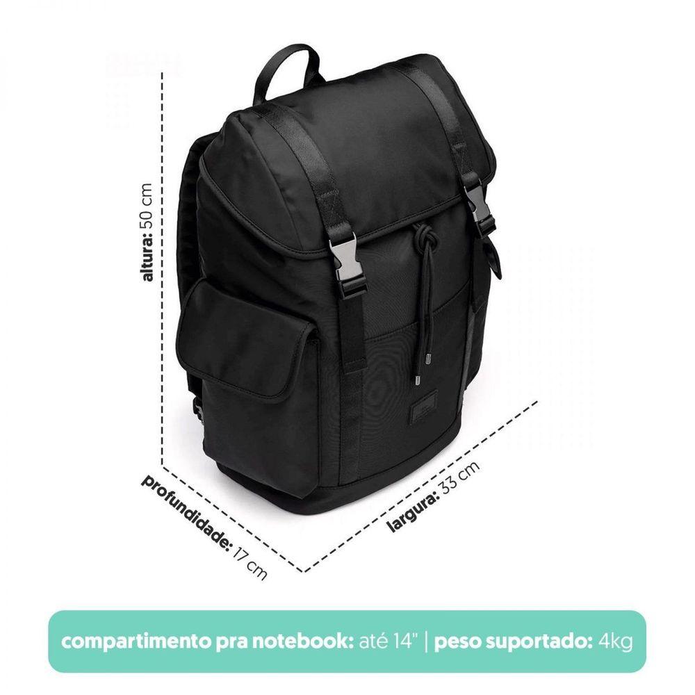 Mochila Laptop Utilitária Preta Metais - 7