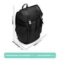 Mochila Laptop Utilitária Preta Metais - 7
