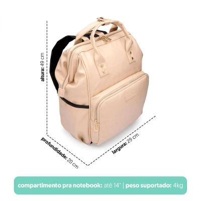 Mochila Laptop Frame Creme e Dourado