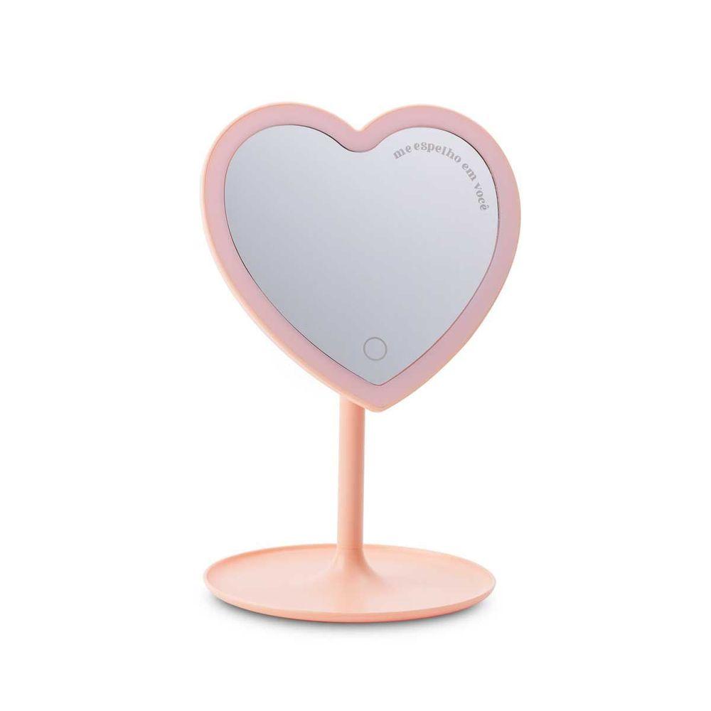 Espelho de Mesa Com Led Coração Rosa - 1