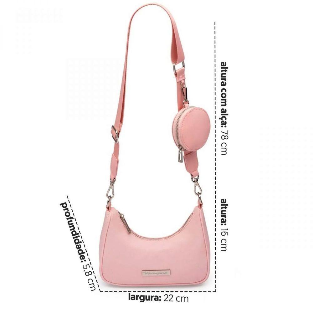 Bolsa Baguete Com Niqueleira Rosa Claro - 5