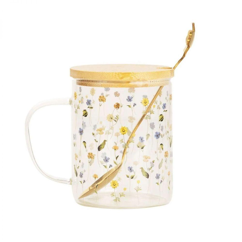 Caneca Com Tampa e Colher Botânica - 1