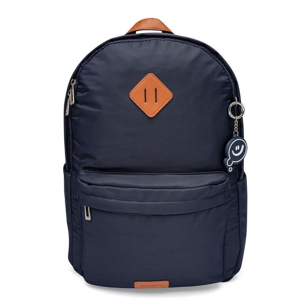 Mochila Laptop Basica Marinho e Caramelo - 1