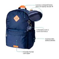 Mochila Laptop Basica Marinho e Caramelo - 6